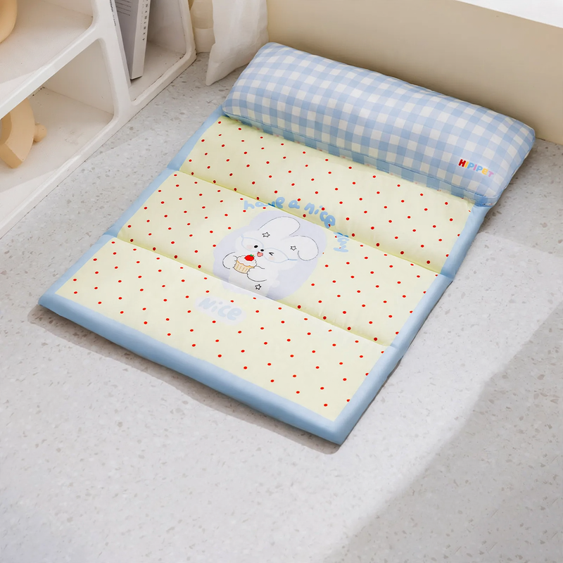 Pet sleeping bed with neck support, breathable, removable