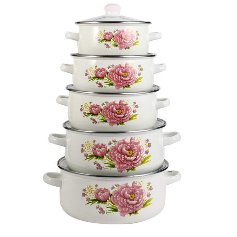 Enamel pot with glass lid, 2.1–3 L