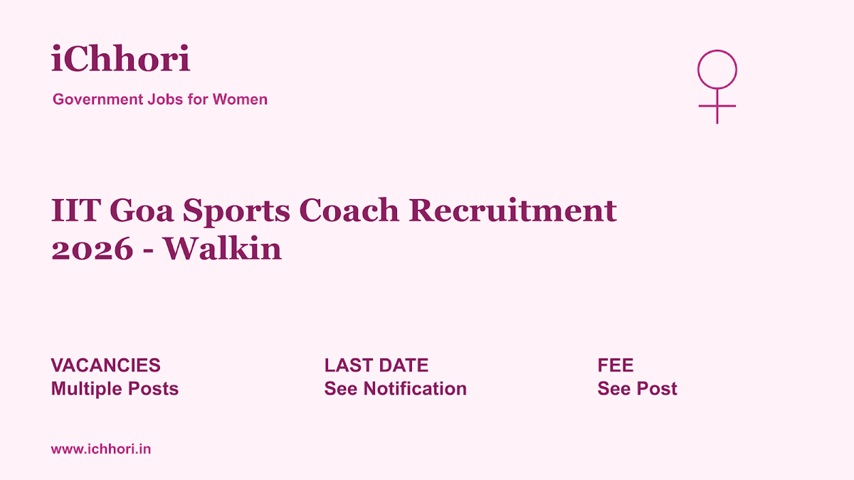 IIT Goa Sports Coach Recruitment 2026 - Walkin - iChhori