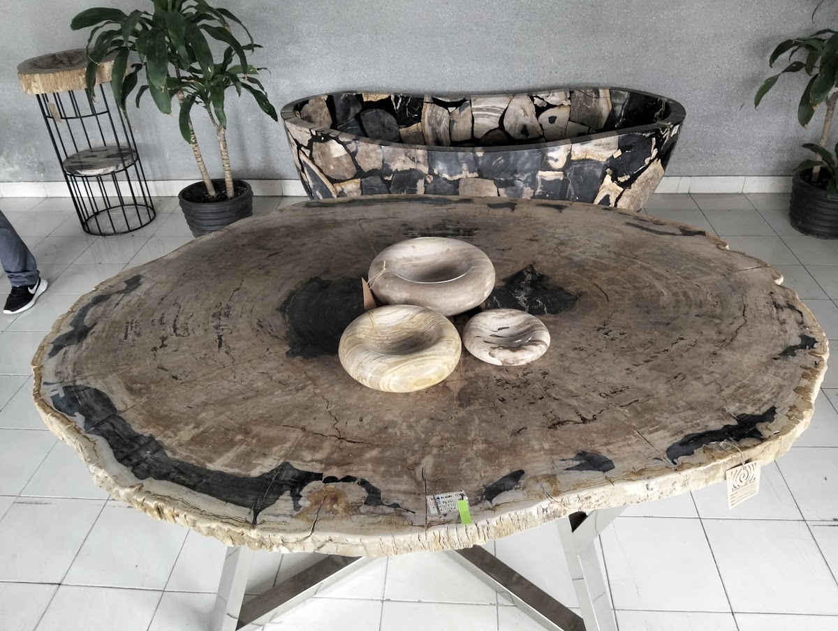 ROUND DINING TABLE — SKU SBTP.1220.22 | Petrified Wood by PJ Antique Bali