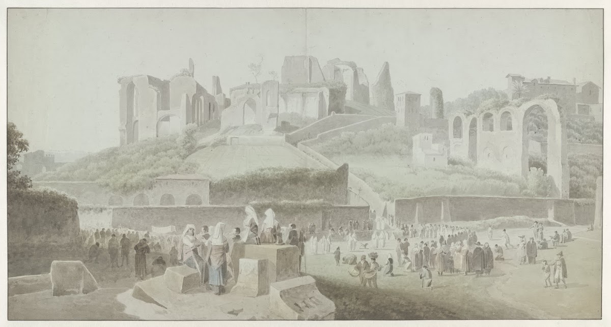 A Procession at the Foot of the Palatine Hill in Rome c 1809   c 1812