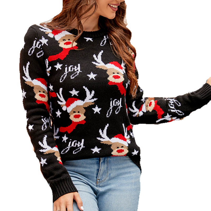 Women's Christmas Sweater, Round Neck, Loose Fit