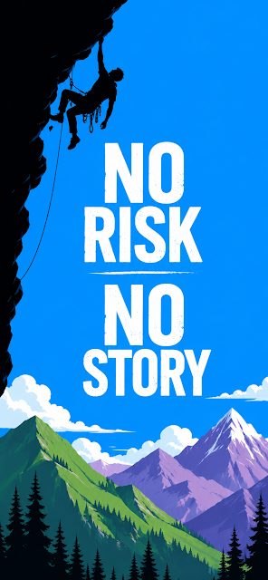No Risk No Story Cliff Climber Motivational Wallpaper - Free mobile Wallpaper