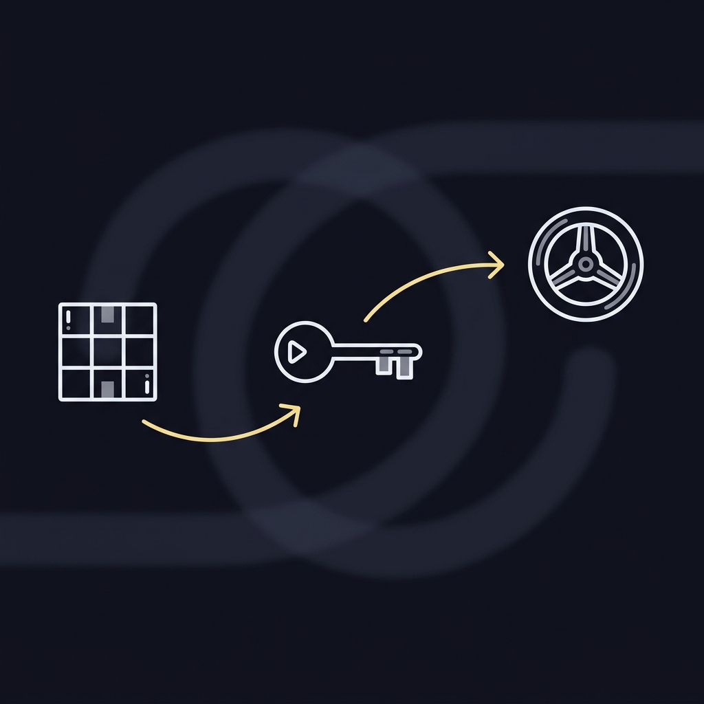 Minimal 2D vector diagram comparing box key and wheel betting orders with arrows showing how orders are covered over a subtle racetrack background in Funded Plays brand colors betting a trifecta