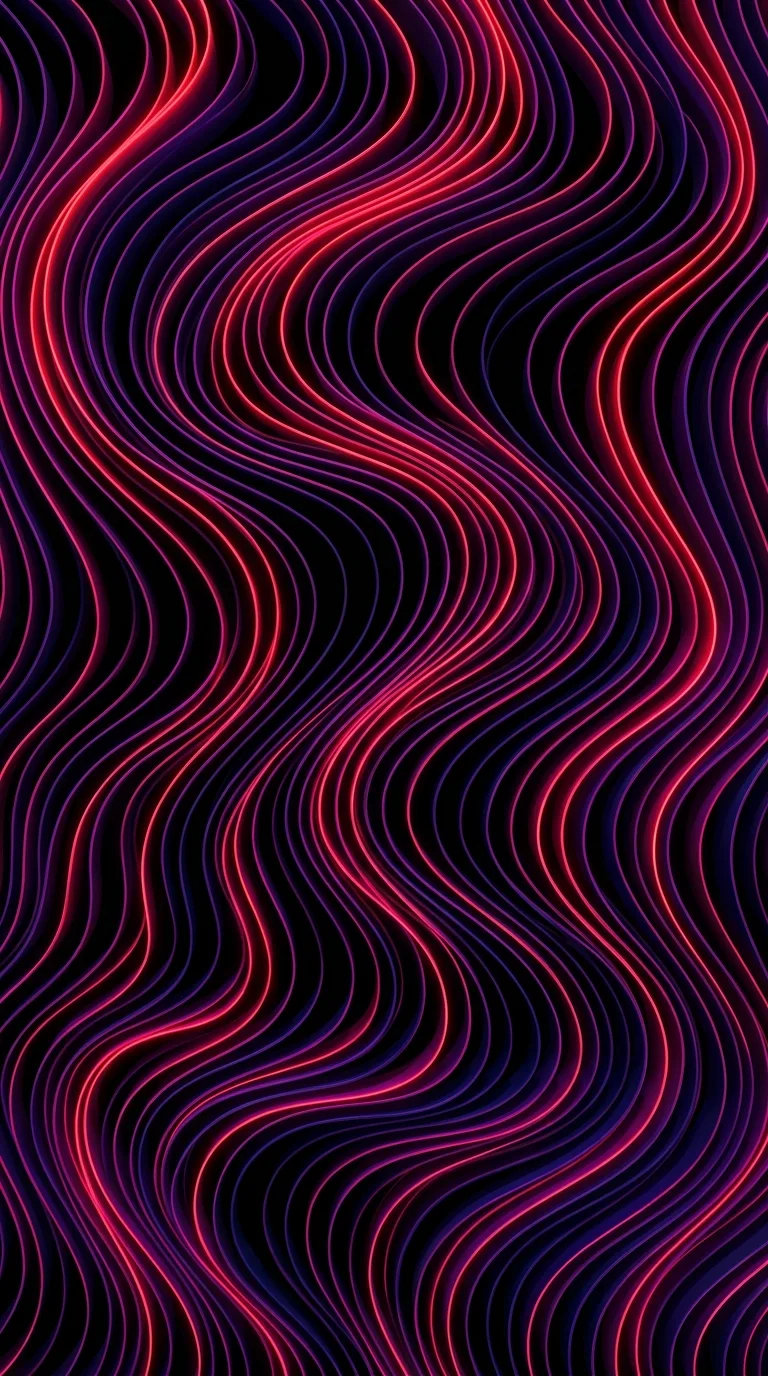 Minimalist Abstract Neon Red Wavy Lines on Black Background - Free 4K mobile Wallpaper