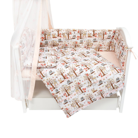 Bedding set for a baby crib 8 el Twins Standard New Indian friends white/orange