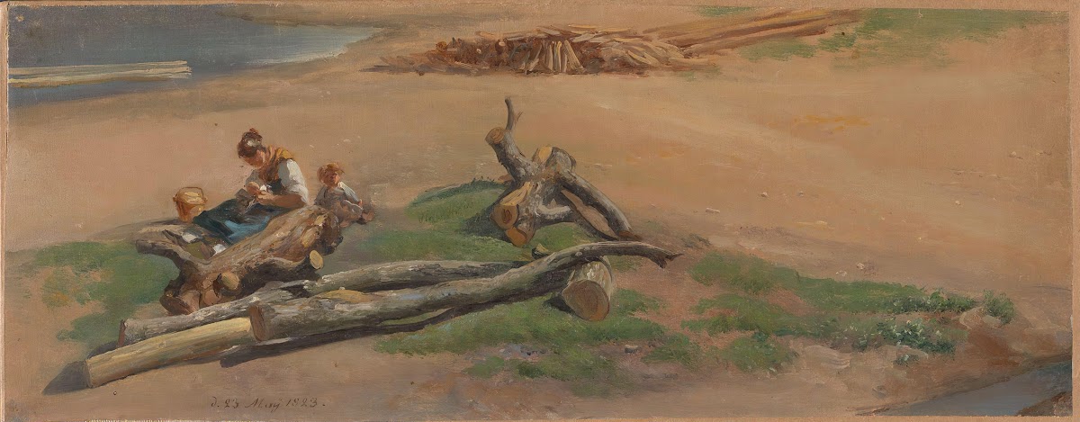 Woman and Child on a River Bank 1823