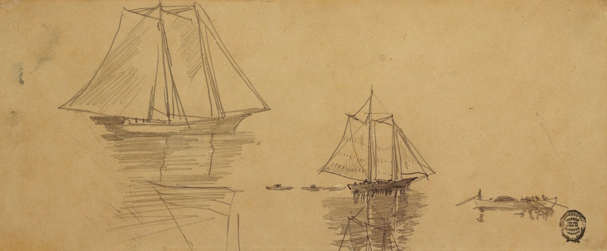 Two Schooners and Dories ca 1880