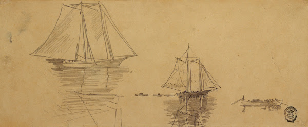 Two Schooners and Dories ca 1880