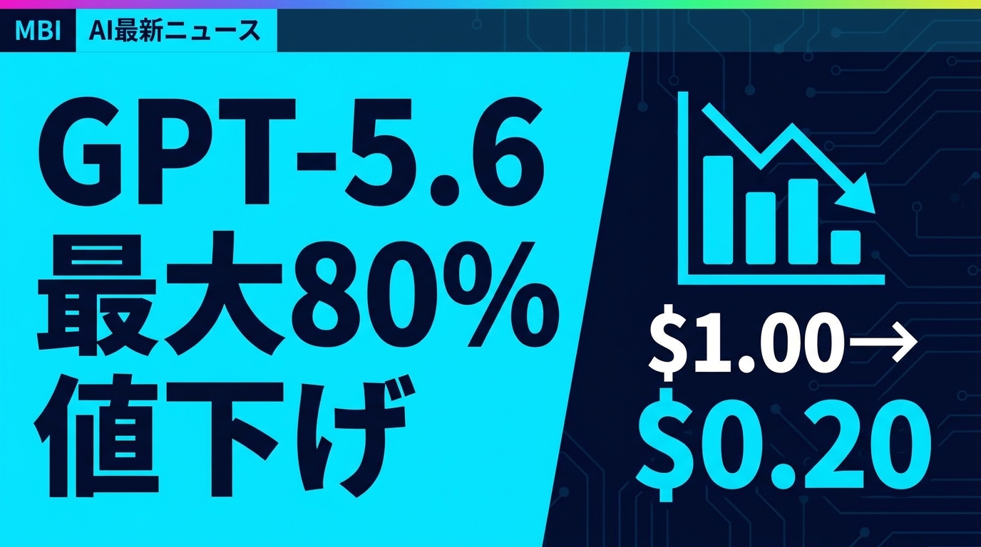 OpenAI、GPT-5.6を最大80%値下げ ― Luna入力$0.20/1Mでオープンモデル圏へ、AI価格戦争が量産ティアに到達