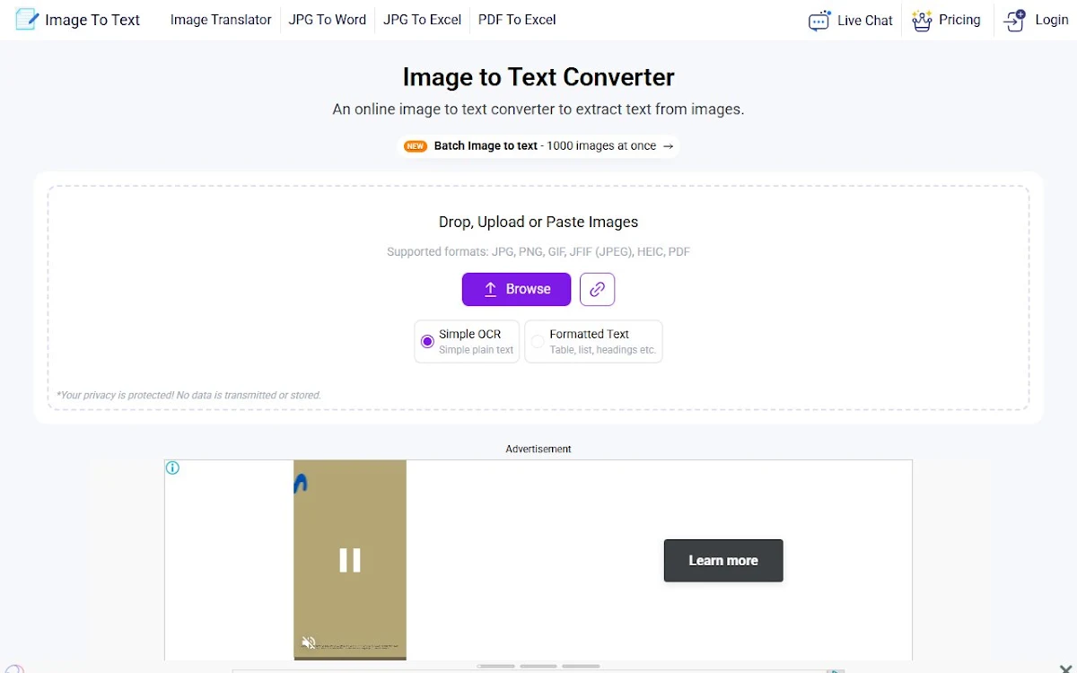 Captura de Image to Text Converter