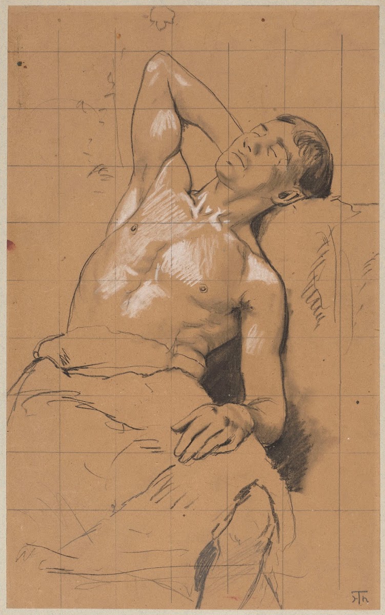 Study of a Sleeping Young Man Semi Nude Seated 1886