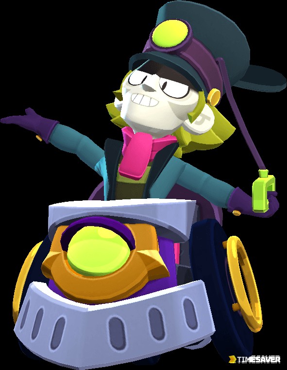 Chuck, an S-tier Ranked Brawler in Brawl Stars July 2026, in his official railway-conductor splash art