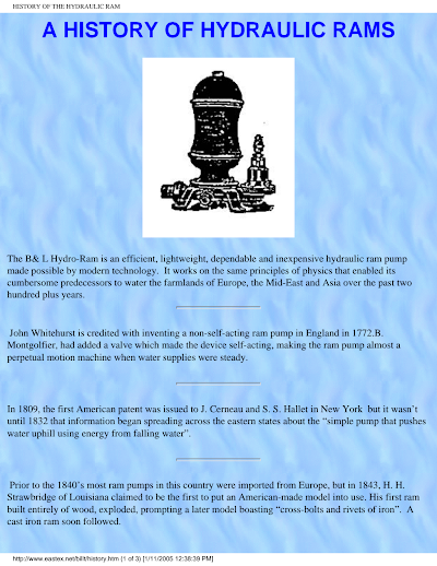 History Of The Hydraulic RAM Pump 2005