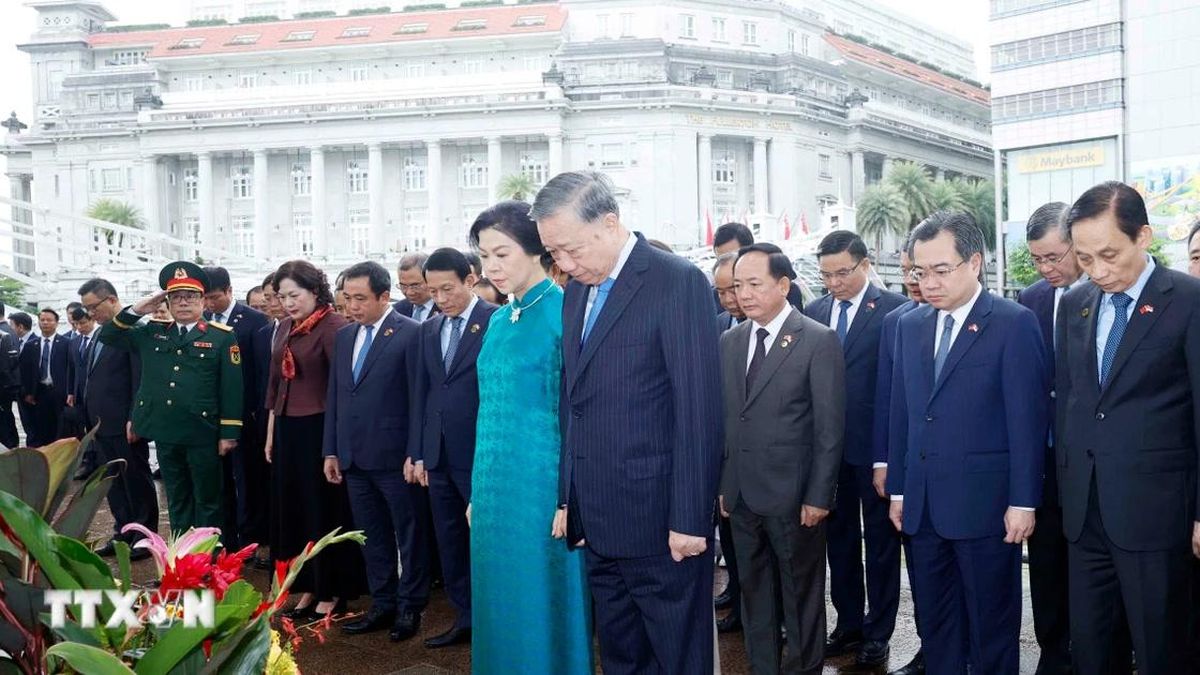 Tổng Bí thư, Chủ tịch nước Tô Lâm dâng hoa tưởng niệm Chủ tịch Hồ Chí Minh tại Singapore - Báo VietnamPlus