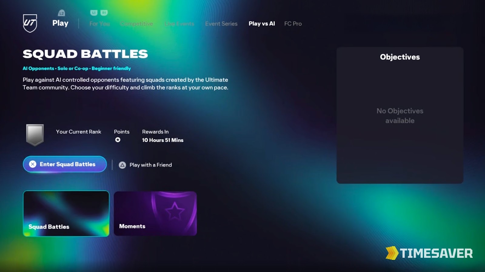 EA Sports FC 26 Squad Battles menu in Ultimate Team, a top offline source of Festival of Football Tokens