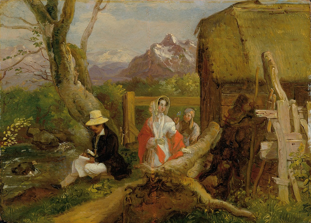 Der Maler und Spaziergänger in der Landschaft Idyll 1830 1834