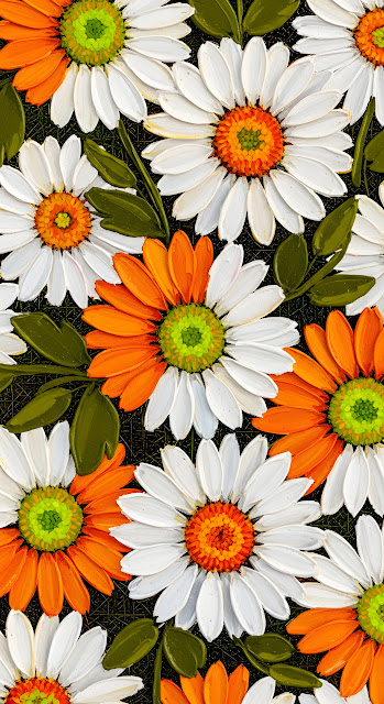 Textured Impasto Oil Painting White and Orange Daisies - Free mobile Wallpaper