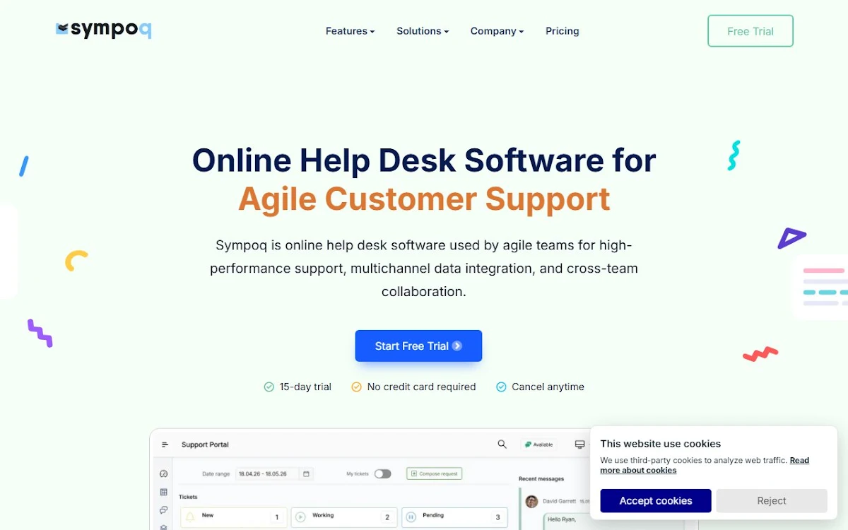 Captura de SympoQ - AI powered help desk platform