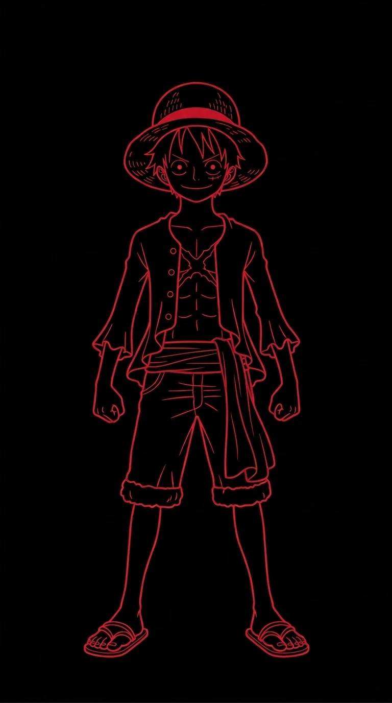 Minimalist Anime Character Silhouette in Crimson and Black - Free 4K mobile Wallpaper