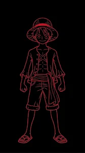 Minimalist Anime Character Silhouette in Crimson and Black