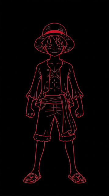 Minimalist Anime Character Silhouette in Crimson and Black - Free mobile Wallpaper