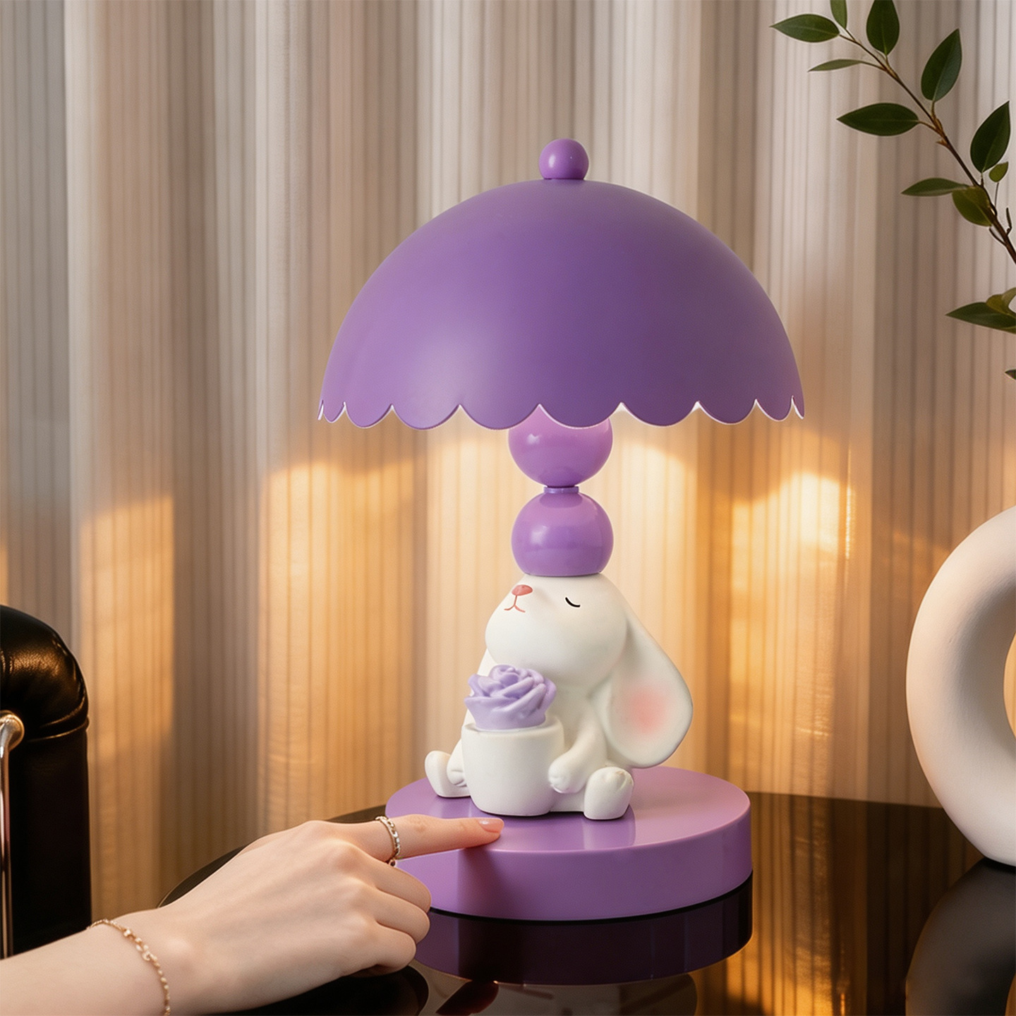 Hanging Ears Rabbit Table Lamp, Cartoon Design