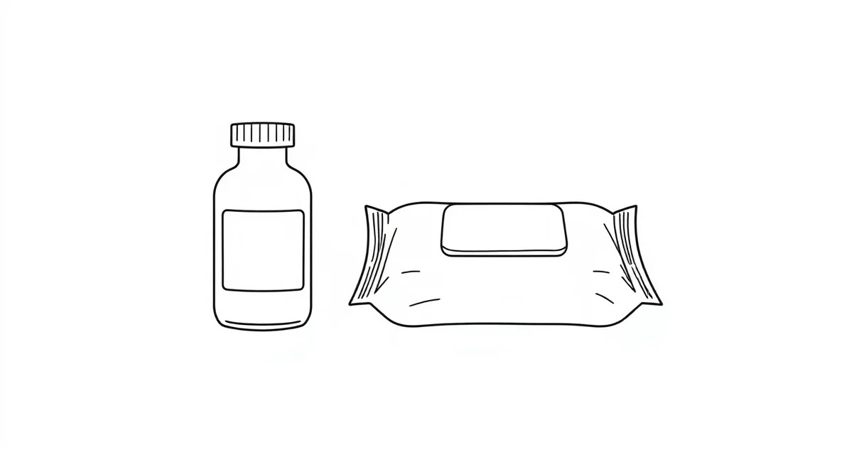 냉방병 설사 증상 완화 약품과 위생 용품 이미지
