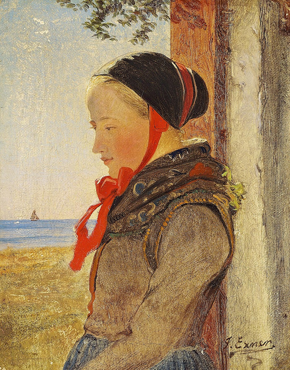 Fanøpige i en døråbning en solskinsdag