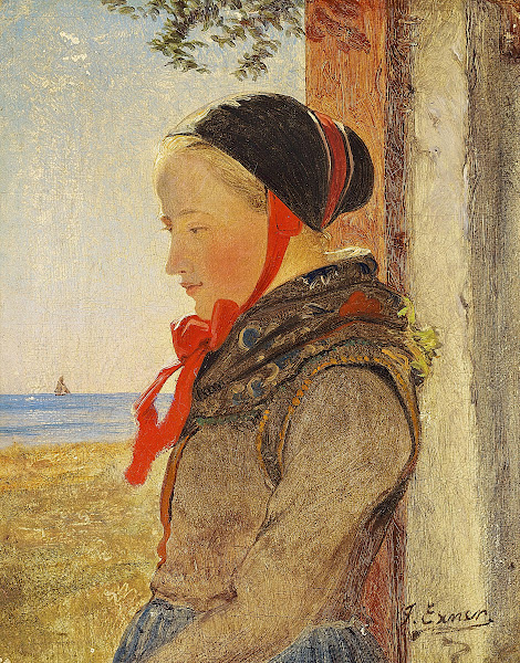 Fanøpige i en døråbning en solskinsdag