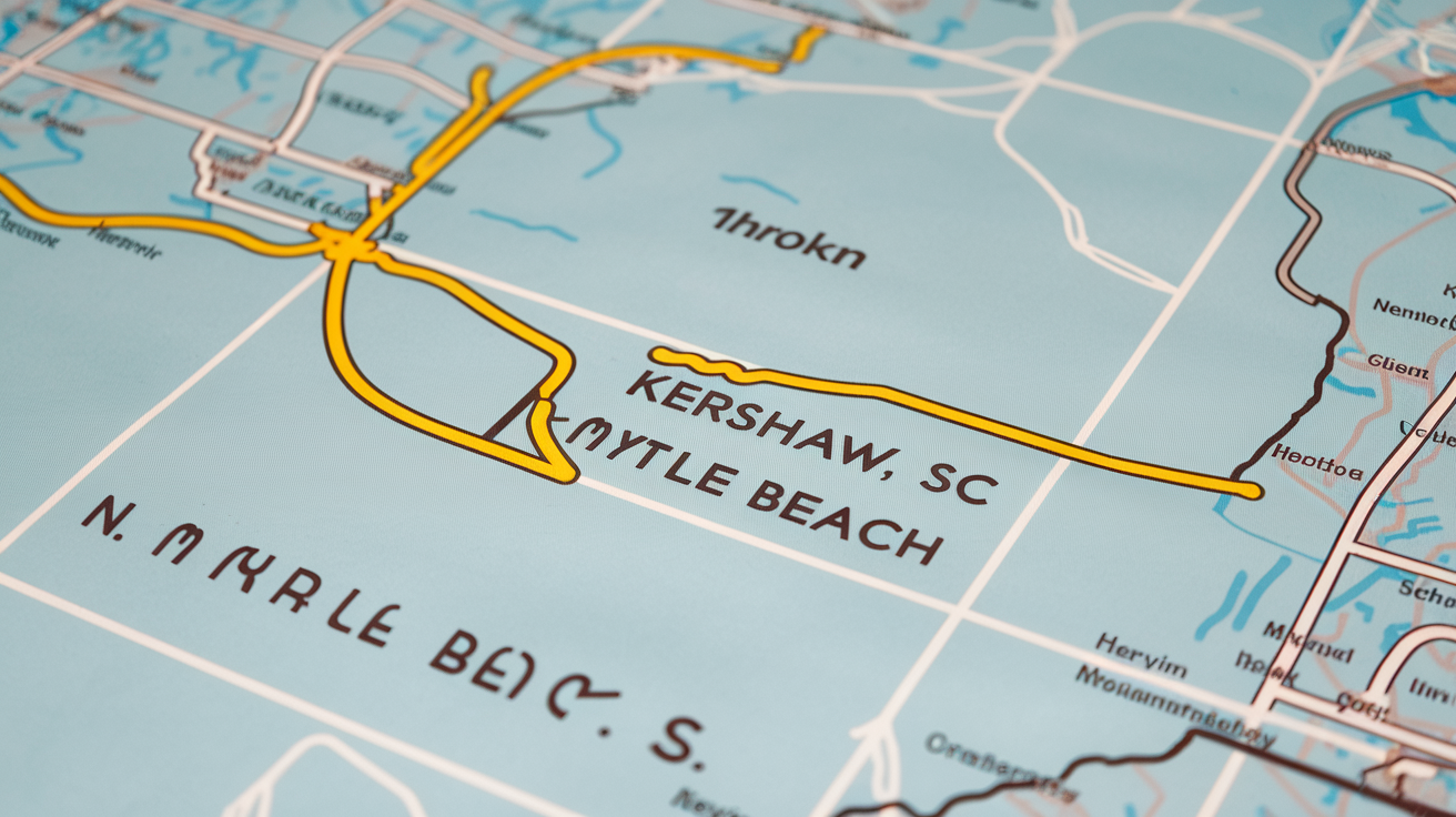 Distance and Travel Guide: Kershaw, SC to North Myrtle Beach
