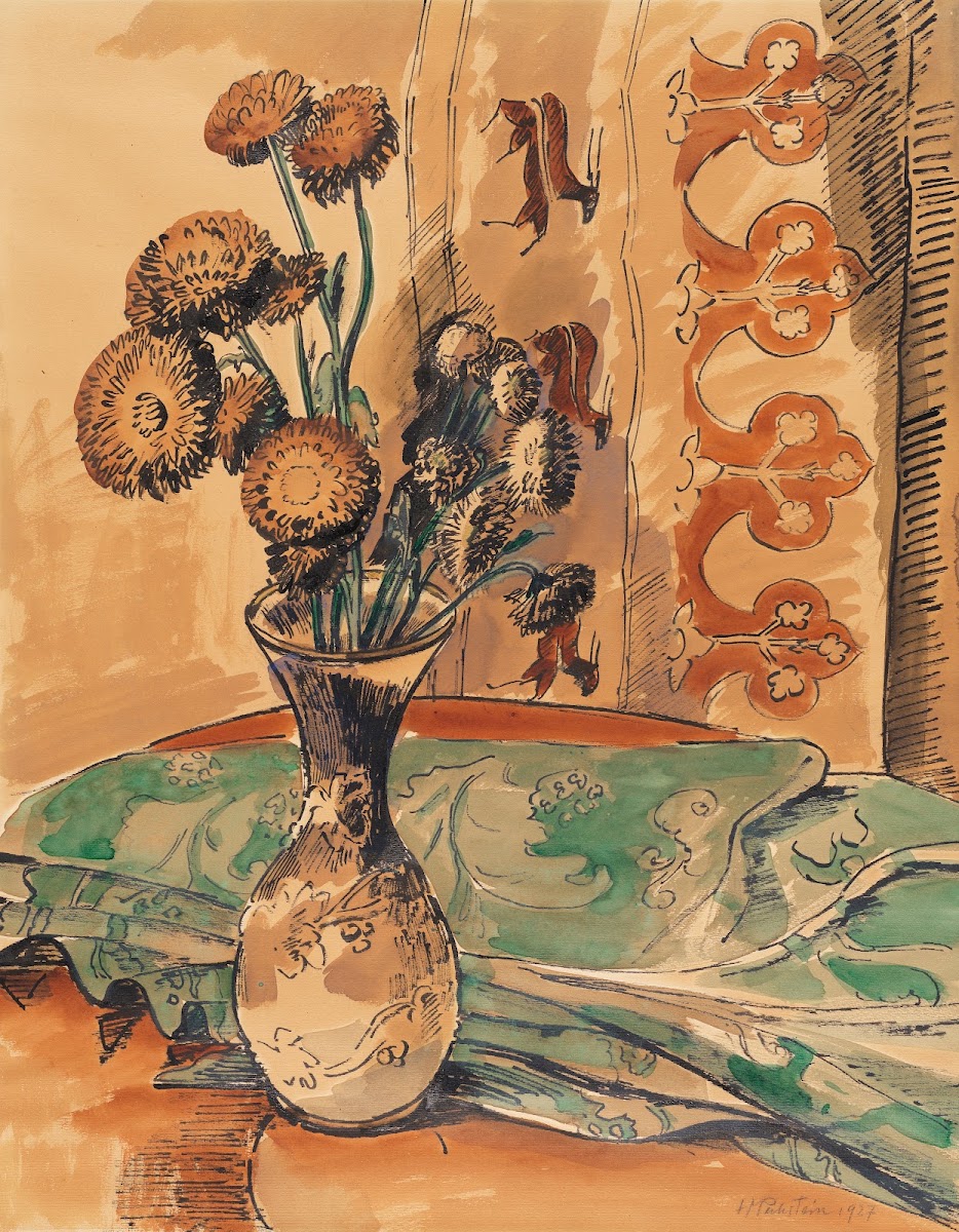 Flower Still Life with Green Blanket 1927