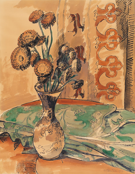 Flower Still Life with Green Blanket 1927