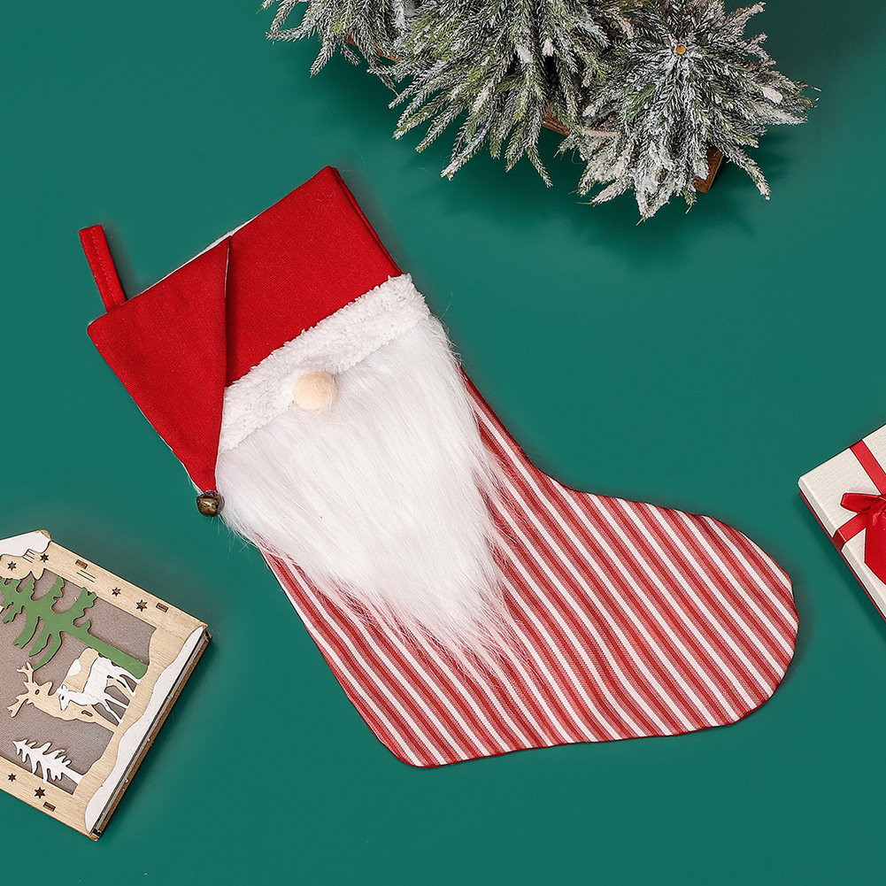 Large Christmas stocking with gnome design