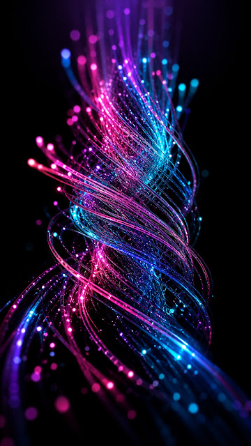 Intertwined Glowing Neon Glass Fiber Abstract Wallpaper - Free mobile Wallpaper