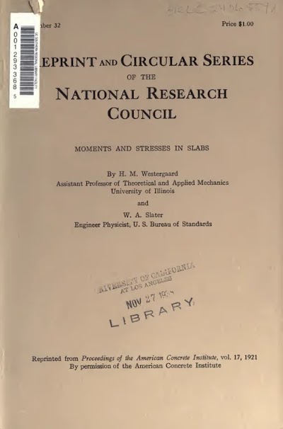 H. M. Westergaard-Moments and Stresses in Slabs