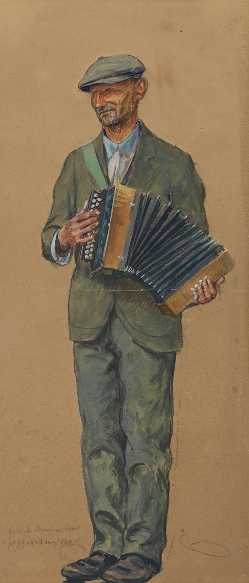 Blind accordion player 1940