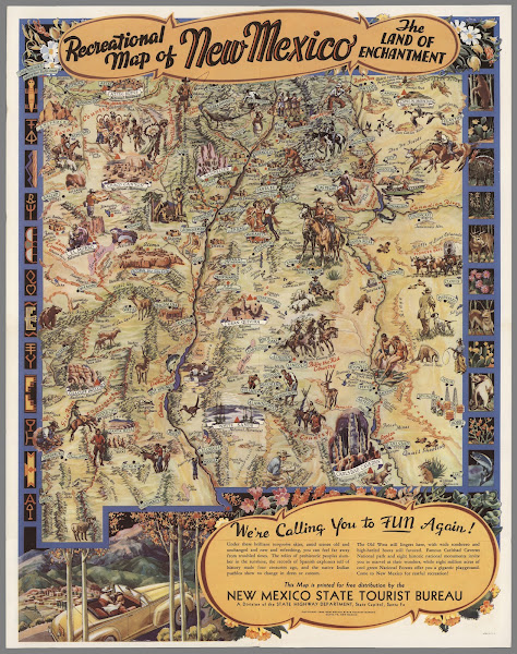 Recreational Map Of New Mexico The Land Of Enchantment 1946