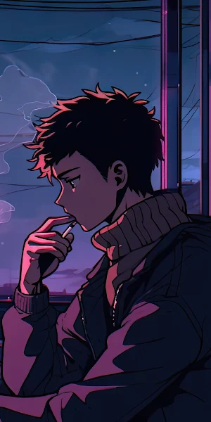 Lofi Boy In Deep Thoughts 4K Wallpaper Background