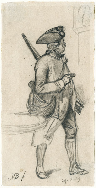 Huntsman looking at a clock 1849