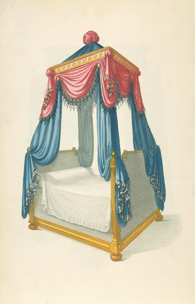 Bed with blue and red drapery 1805   1806
