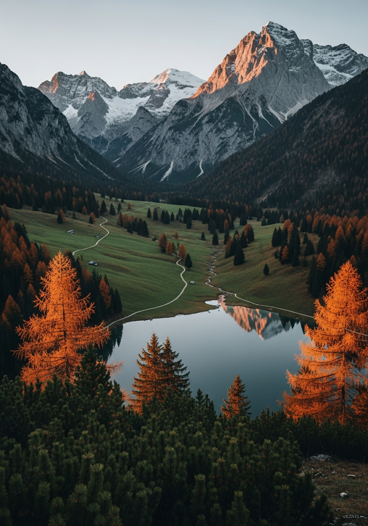 Alpine Lake Autumn Forest