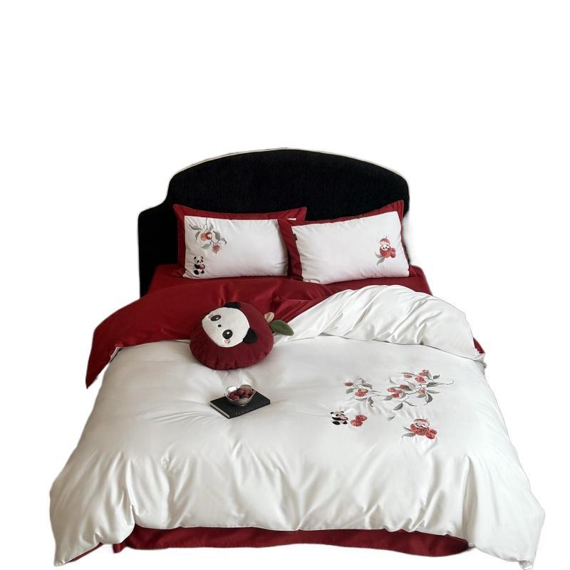 Long-staple cotton bedding set with embroidery