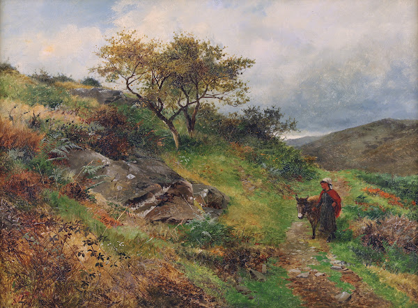 A Girl with a Donkey in a Mountain Landscape 1879