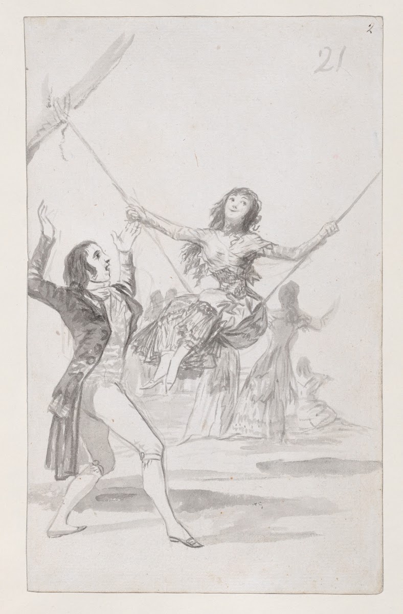 Girl on a swing a man with his arms raised 17951797