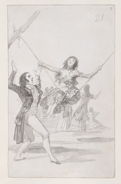 Girl on a swing a man with his arms raised 17951797