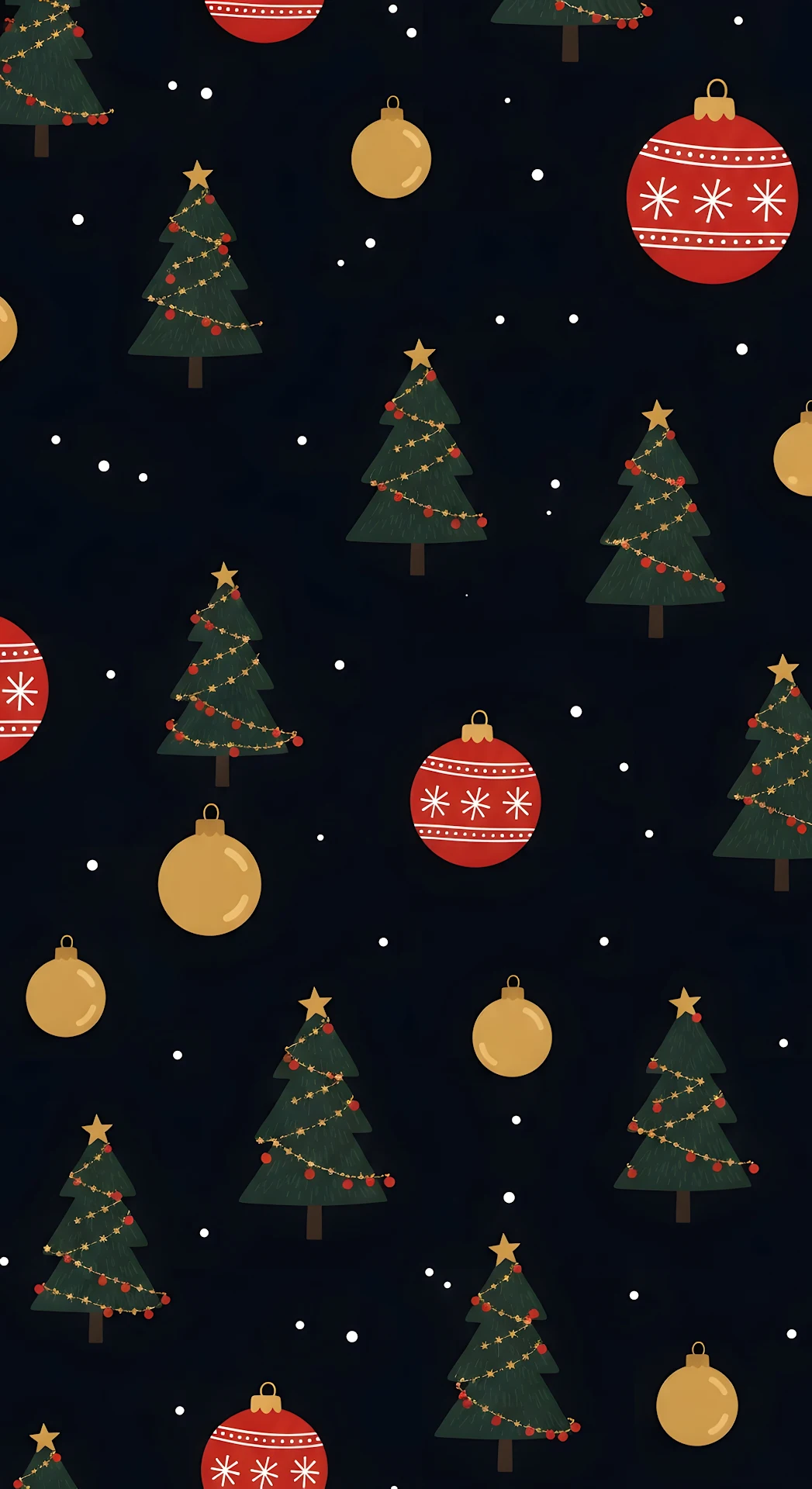 Minimalist Christmas Tree Ornament Pattern Design - Free 4K mobile Wallpaper
