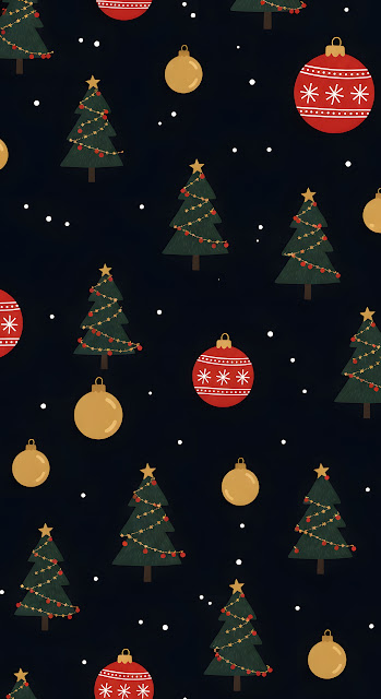 Minimalist Christmas Tree Ornament Pattern Design - Free mobile Wallpaper