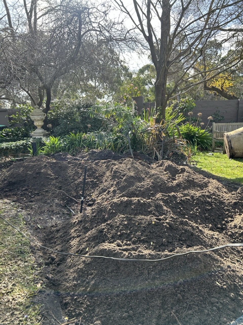 Garden beds filled with soil blend