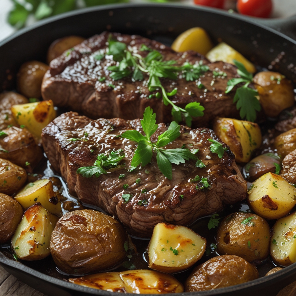 Garlic Butter Steak and Potatoes Skillet – Best Steak Recipe for Easy Weeknight Dinner finished